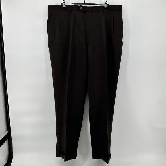 Tommy Hilfiger Other - Tommy Hilfiger Traveler Pants 38x30 100% Wool Dress Brown Pleated NWT